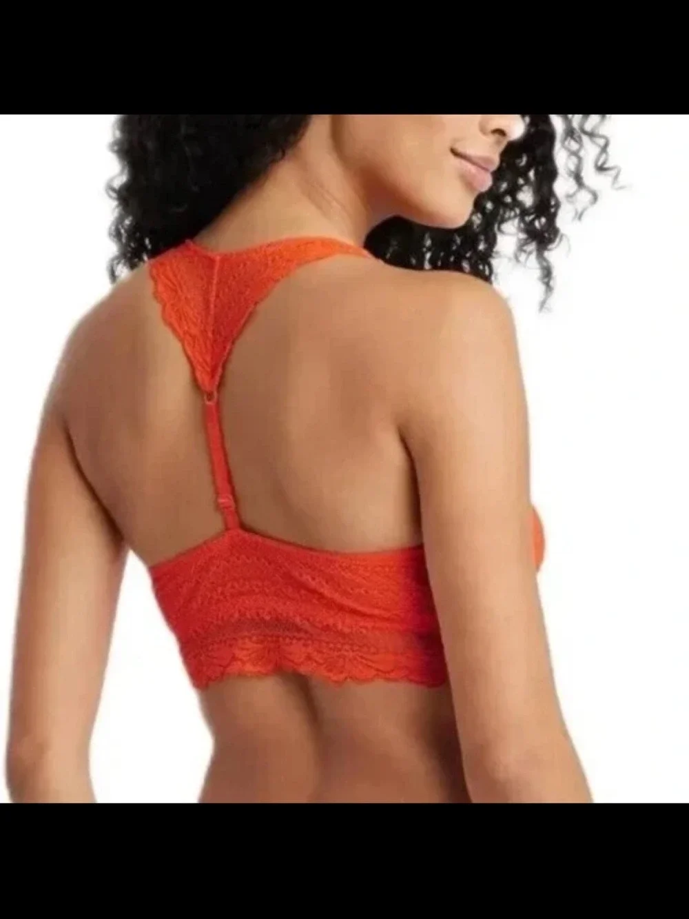 Auden Bright Orange High Apex Racerback Lace Bralette – XS